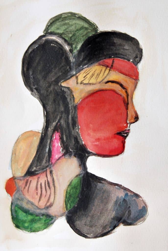 Moje slike 210 Geometrijski portret | 21 - 30 cm | Akvarel