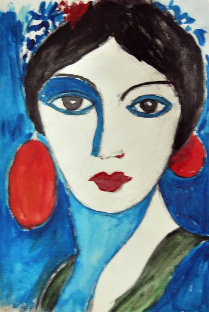 Moje slike 303 Plavi portret | 21 - 30 cm | Akvarel